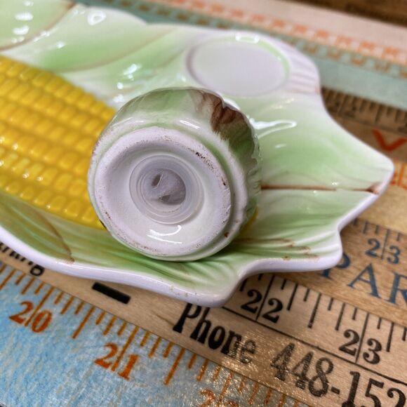 VINTAGE Norleans Individual Corn Cob Dish Server plate salt shaker Japan 2 Set - Picture 6 of 9
